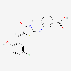 3-{[(2E,5Z)-5-(5-chloro-2-hydroxybenzylidene)-3-methyl-4-oxo-1,3-thiazolidin-2-ylidene]amino}benzoic acid