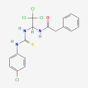 molecular formula C17H15Cl4N3OS B13132928 2-Phenyl-N-(2,2,2-trichloro-1-(3-(4-chlorophenyl)thioureido)ethyl)acetamide 