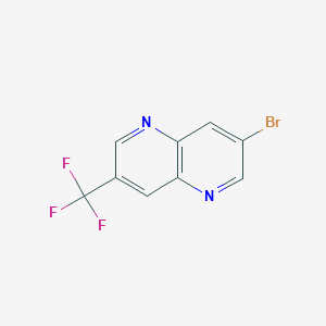 molecular formula C9H4BrF3N2 B13132981 3-Bromo-7-(trifluoromethyl)-1,5-naphthyridine 