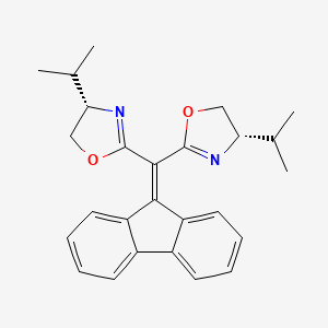 molecular formula C26H28N2O2 B13133014 (4S)-2-[fluoren-9-ylidene-[(4S)-4-propan-2-yl-4,5-dihydro-1,3-oxazol-2-yl]methyl]-4-propan-2-yl-4,5-dihydro-1,3-oxazole 