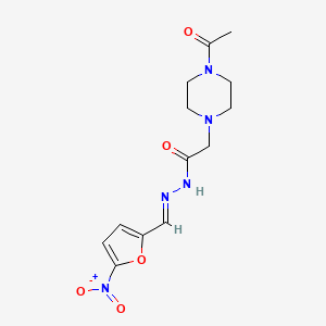 molecular formula C13H17N5O5 B13133360 2-(4-Acetylpiperazin-1-yl)-N'-((5-nitrofuran-2-yl)methylene)acetohydrazide 