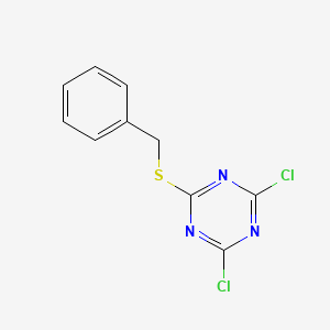 molecular formula C10H7Cl2N3S B13133524 2-(Benzylsulfanyl)-4,6-dichloro-1,3,5-triazine CAS No. 25713-57-9