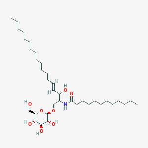 molecular formula C36H69NO8 B13133579 Dodecanamide,N-[1-[(beta-D-glucopyranosyloxy)methyl]-2-hydroxy-3-heptadecen-1-yl]- 