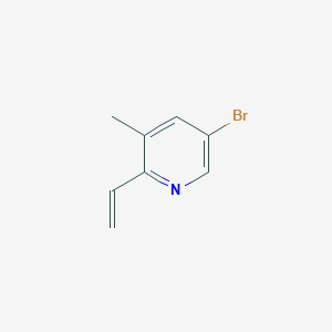 molecular formula C8H8BrN B13133611 5-Bromo-3-methyl-2-vinylpyridine 