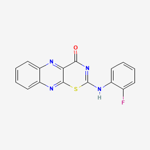 4H-1,3-Thiazino(5,6-b)quinoxalin-4-one, 2-((2-fluorophenyl)amino)-