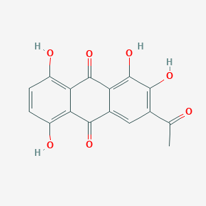 molecular formula C16H10O7 B13133654 3-Acetyl-1,2,5,8-tetrahydroxyanthracene-9,10-dione CAS No. 92468-57-0