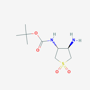 molecular formula C9H18N2O4S B13133752 tert-Butyl(trans-4-amino-1,1-dioxidotetrahydrothiophen-3-yl)carbamate 