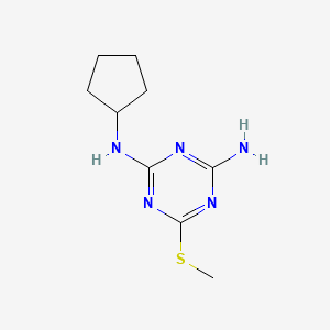 molecular formula C9H15N5S B13133857 N~2~-Cyclopentyl-6-(methylsulfanyl)-1,3,5-triazine-2,4-diamine CAS No. 88866-17-5