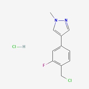 4-(4-(Chloromethyl)-3-fluorophenyl)-1-methyl-1H-pyrazole hydrochloride