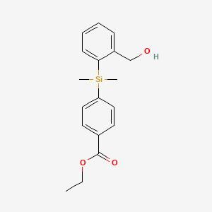 molecular formula C18H22O3Si B13134113 Ethyl 4-((2-(hydroxymethyl)phenyl)dimethylsilyl)benzoate 