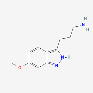 molecular formula C11H15N3O B13134117 3-(6-Methoxy-1H-indazol-3-yl)propan-1-amine 