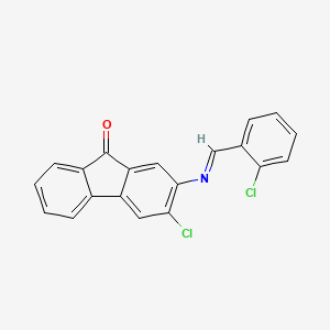 (E)-3-Chloro-2-((2-chlorobenzylidene)amino)-9H-fluoren-9-one