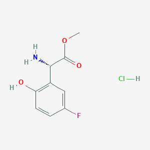 molecular formula C9H11ClFNO3 B13134333 Methyl (S)-2-amino-2-(5-fluoro-2-hydroxyphenyl)acetate hcl 