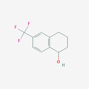 molecular formula C11H11F3O B13134347 1-Naphthalenol,1,2,3,4-tetrahydro-6-(trifluoromethyl)- 