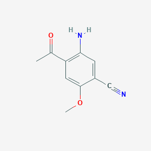 molecular formula C10H10N2O2 B13134383 4-Acetyl-5-amino-2-methoxybenzonitrile 