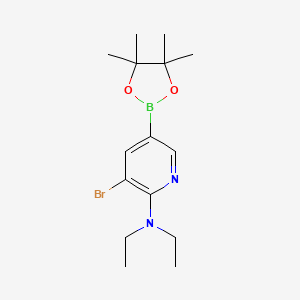 molecular formula C15H24BBrN2O2 B13134550 3-Bromo-N,N-diethyl-5-(4,4,5,5-tetramethyl-1,3,2-dioxaborolan-2-yl)pyridin-2-amine 