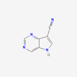 molecular formula C7H4N4 B13134626 5H-pyrrolo[3,2-d]pyrimidine-7-carbonitrile 