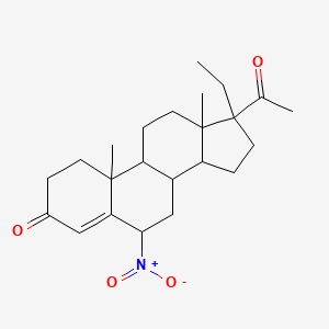 molecular formula C23H33NO4 B13134832 17-Acetyl-17-ethyl-10,13-dimethyl-6-nitro-6,7,8,9,10,11,12,13,14,15,16,17-dodecahydro-1H-cyclopenta[a]phenanthren-3(2H)-one 