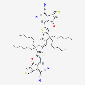 2-[(5Z)-5-[[15-[(Z)-[6-(dicyanomethylidene)-4-oxocyclopenta[c]thiophen-5-ylidene]methyl]-9,9,18,18-tetrahexyl-5,14-dithiapentacyclo[10.6.0.03,10.04,8.013,17]octadeca-1(12),2,4(8),6,10,13(17),15-heptaen-6-yl]methylidene]-4-oxocyclopenta[c]thiophen-6-ylidene]propanedinitrile