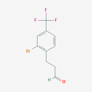 molecular formula C10H8BrF3O B13134883 3-(2-Bromo-4-(trifluoromethyl)phenyl)propanal 