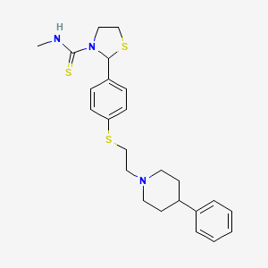 molecular formula C24H31N3S3 B13134897 N-Methyl-2-(4-((2-(4-phenylpiperidin-1-yl)ethyl)thio)phenyl)thiazolidine-3-carbothioamide 