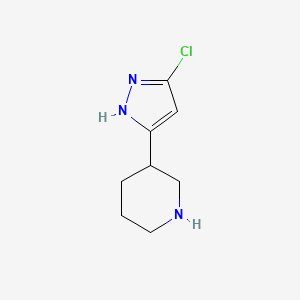 molecular formula C8H12ClN3 B13134939 3-(5-Chloro-1H-pyrazol-3-yl)piperidine 