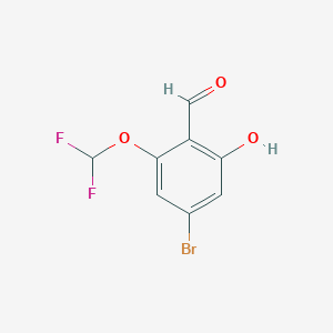 molecular formula C8H5BrF2O3 B13134955 4-Bromo-2-(difluoromethoxy)-6-hydroxybenzaldehyde 