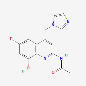 molecular formula C15H13FN4O2 B13134967 N-(4-((1H-Imidazol-1-yl)methyl)-6-fluoro-8-hydroxyquinolin-2-yl)acetamide 