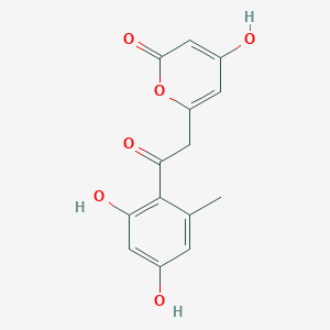 molecular formula C14H12O6 B13135064 6-[2-(2,4-Dihydroxy-6-methylphenyl)-2-oxoethyl]-4-hydroxy-pyran-2-one 