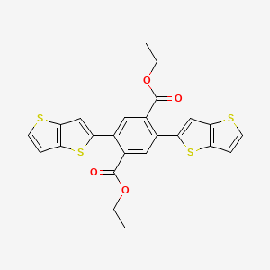 molecular formula C24H18O4S4 B13135168 Diethyl2,5-bis(thieno[3,2-b]thiophen-2-yl)terephthalate 