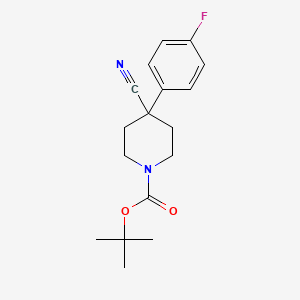 molecular formula C17H21FN2O2 B1313529 叔丁基 4-氰基-4-(4-氟苯基)哌啶-1-羧酸酯 CAS No. 256951-79-8