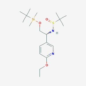 molecular formula C19H36N2O3SSi B13135319 N-((R)-2-((tert-Butyldimethylsilyl)oxy)-1-(6-ethoxypyridin-3-yl)ethyl)-2-methylpropane-2-sulfinamide CAS No. 2007907-08-4