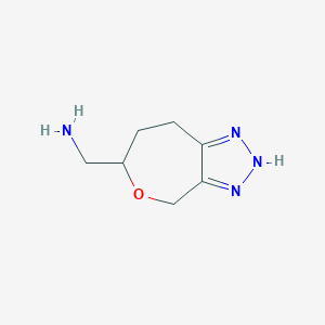 molecular formula C7H12N4O B13135478 4,6,7,8-tetrahydro-2H-oxepino[3,4-d]triazol-6-ylmethanamine 