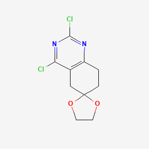 molecular formula C10H10Cl2N2O2 B13135480 2',4'-Dichloro-7',8'-dihydro-5'H-spiro[[1,3]dioxolane-2,6'-quinazoline] 