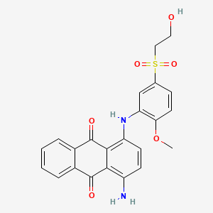 molecular formula C23H20N2O6S B13135652 1-Amino-4-((5-((2-hydroxyethyl)sulphonyl)-2-methoxyphenyl)amino)anthraquinone CAS No. 79641-29-5