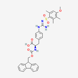 molecular formula C35H36N4O7S B13135826 Fmoc-D-(4,(Mtr)-guanido)Phe-OH 