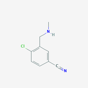 molecular formula C9H9ClN2 B13135859 4-Chloro-3-((methylamino)methyl)benzonitrile 