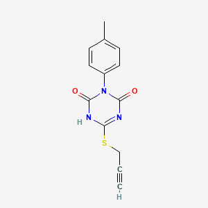 molecular formula C13H11N3O2S B13135950 3-(4-Methylphenyl)-6-[(prop-2-yn-1-yl)sulfanyl]-1,3,5-triazine-2,4(1H,3H)-dione CAS No. 63333-62-0