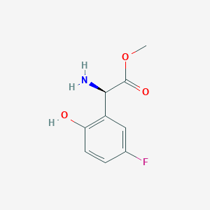 molecular formula C9H10FNO3 B13136090 (R)-Methyl2-amino-2-(5-fluoro-2-hydroxyphenyl)acetate 