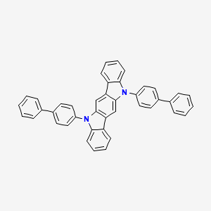 molecular formula C42H28N2 B13136112 Indolo[3,2-b]carbazole,5,11-bis([1,1'-biphenyl]-4-yl)-5,11-dihydro- 