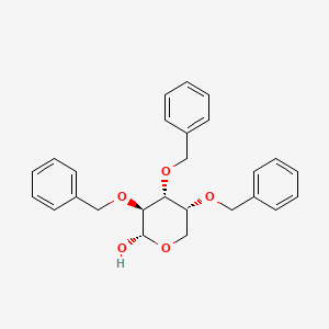 molecular formula C26H28O5 B13136116 (2S,3S,4R,5R)-3,4,5-Tris(benzyloxy)tetrahydro-2H-pyran-2-ol 