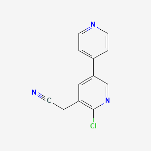 molecular formula C12H8ClN3 B13136197 2-(2-Chloro-5-pyridin-4-ylpyridin-3-yl)acetonitrile 