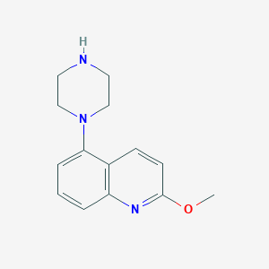 molecular formula C14H17N3O B13136233 2-Methoxy-5-(piperazin-1-yl)quinoline CAS No. 846038-46-8