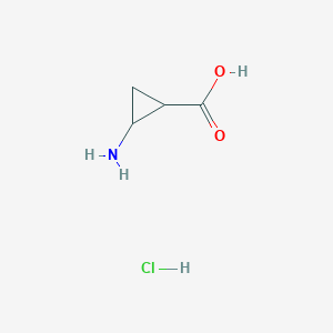 molecular formula C4H8ClNO2 B13136275 2-Aminocyclopropanecarboxylicacidhydrochloride 