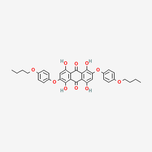 molecular formula C34H32O10 B13136291 2,6-Bis(4-butoxyphenoxy)-1,4,5,8-tetrahydroxyanthracene-9,10-dione CAS No. 87897-33-4