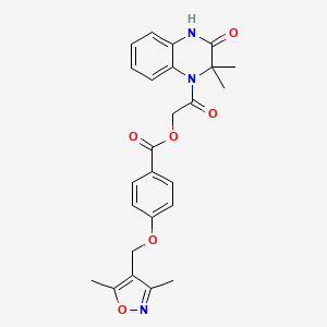 molecular formula C25H25N3O6 B13136357 [2-(2,2-dimethyl-3-oxo-4H-quinoxalin-1-yl)-2-oxoethyl] 4-[(3,5-dimethyl-1,2-oxazol-4-yl)methoxy]benzoate 