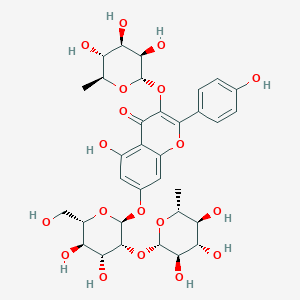 7-{[(2S,3R,4R,5R,6S)-4,5-dihydroxy-6-(hydroxymethyl)-3-{[(2S,3R,4S,5S,6R)-3,4,5-trihydroxy-6-methyloxan-2-yl]oxy}oxan-2-yl]oxy}-5-hydroxy-2-(4-hydroxyphenyl)-3-{[(2S,3R,4R,5R,6S)-3,4,5-trihydroxy-6-methyloxan-2-yl]oxy}-4H-chromen-4-one