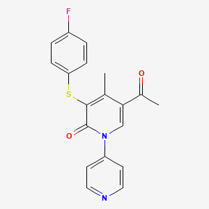 molecular formula C19H15FN2O2S B13136704 5-Acetyl-3-((4-fluorophenyl)thio)-4-methyl-2H-[1,4'-bipyridin]-2-one CAS No. 918542-97-9