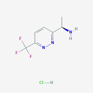 molecular formula C7H9ClF3N3 B13136813 (R)-1-(6-(Trifluoromethyl)pyridazin-3-yl)ethanamine hydrochloride 