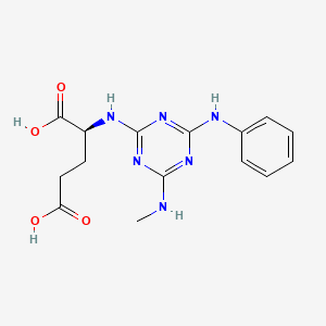 molecular formula C15H18N6O4 B13137011 N-[4-Anilino-6-(methylamino)-1,3,5-triazin-2-yl]-L-glutamic acid CAS No. 62878-05-1